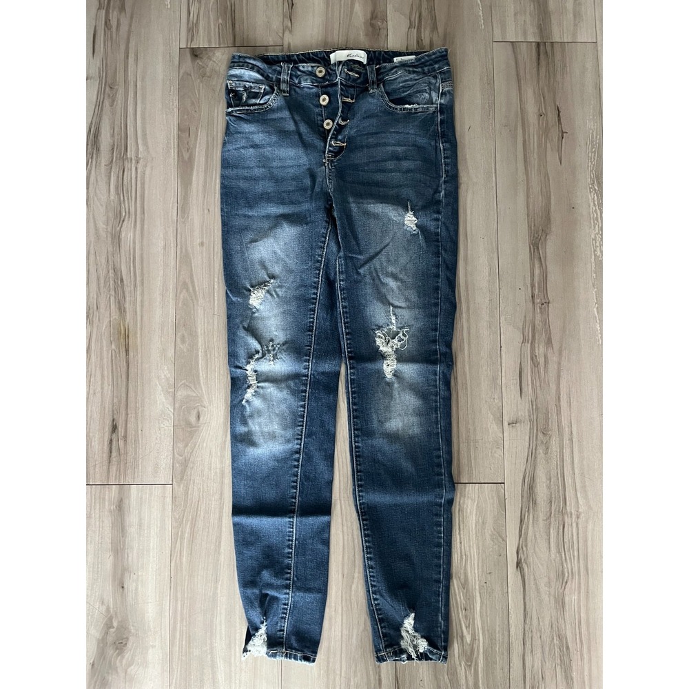 KanCan Chelsea High Rise Super Skinny Jeans Womens 9/28 Blue Denim‎ Distressed
